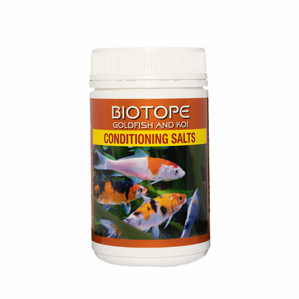 Biotope Goldfish Conditioning Salts mineral GH water conditioner for goldfish aquariums, fancy goldfish tanks, and koi ponds.