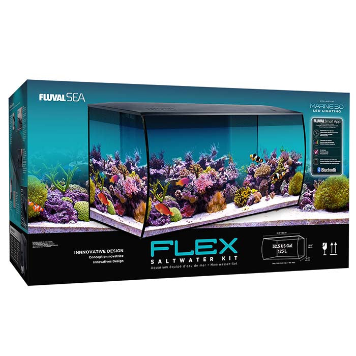 Fluval Flex Saltwater Aquarium Kit, 32.5 US Gal / 123 L, Black