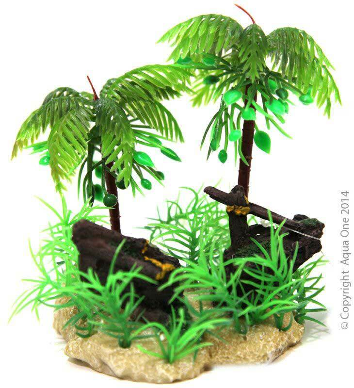 AquaOne Ornament Shipwreck With Palm Tree