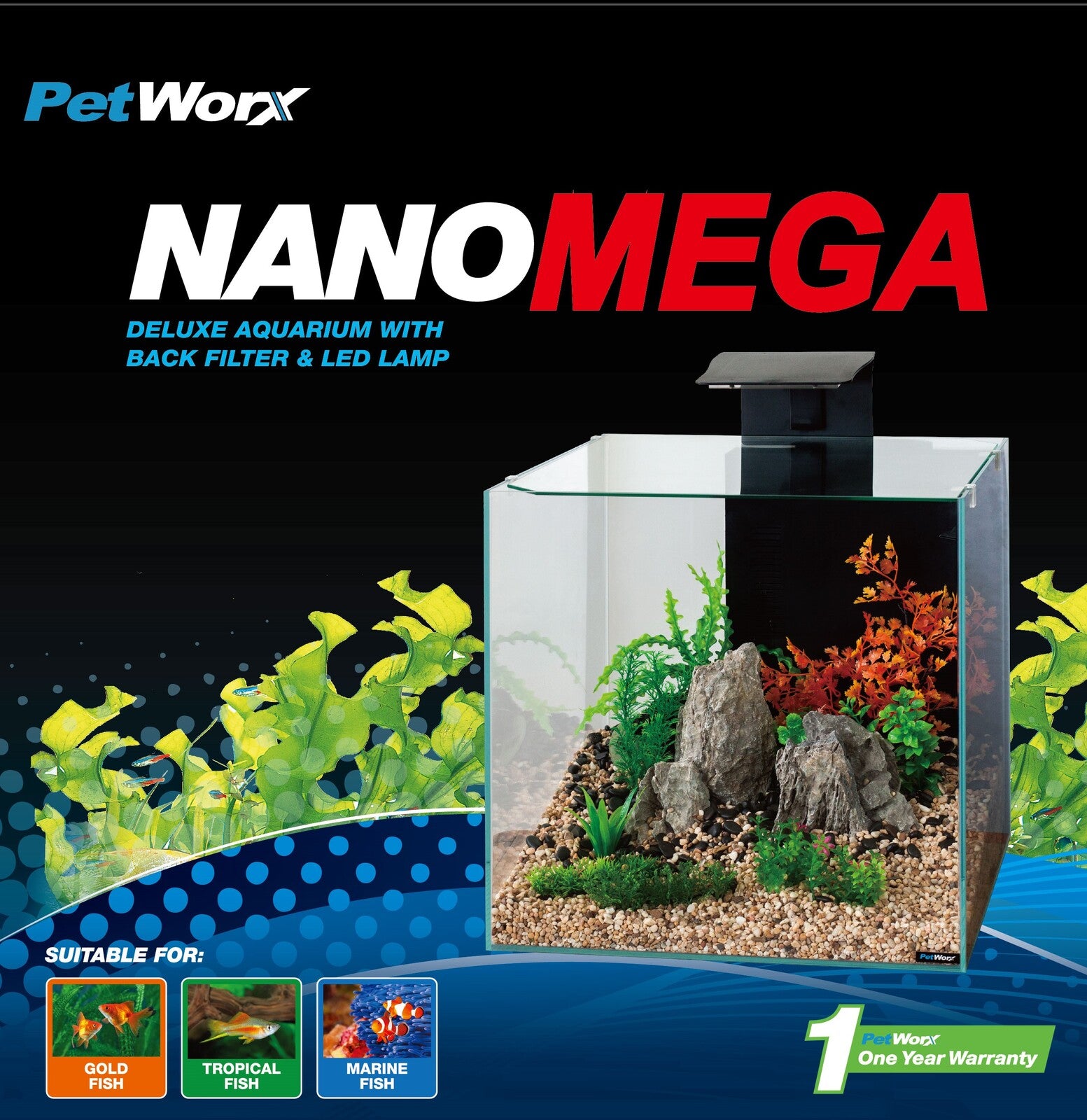 Pet Worx Nano Mega 90 Uni Hill Aquarium