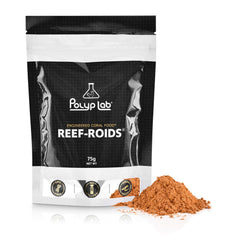 Polyp Lab Reef-Roids coral food powdered marine plankton supplement for SPS, LPS, soft corals, and reef aquariums.
